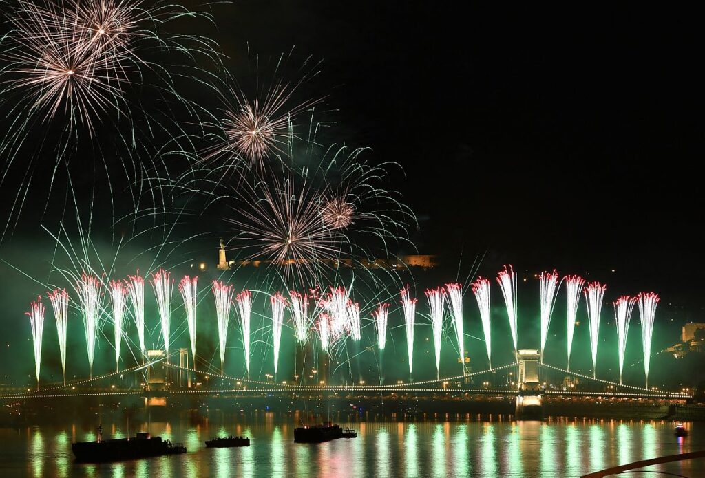 Augusztus 20-ai tűzijáték Budapesten, 2018-ban.