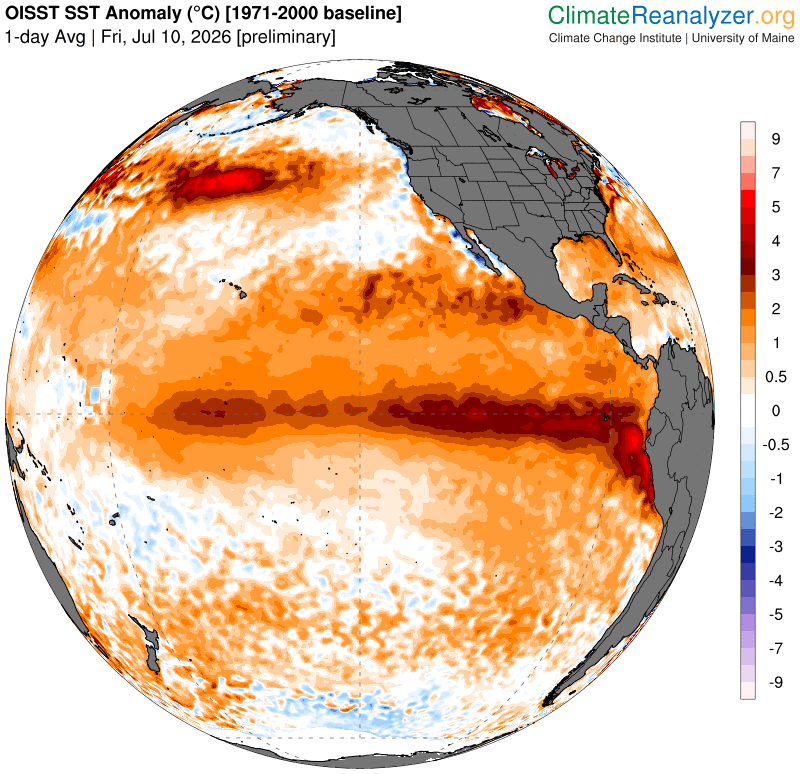 gfs_pacific-sat_sstanom_d10712 - Kiderül - Időjárás